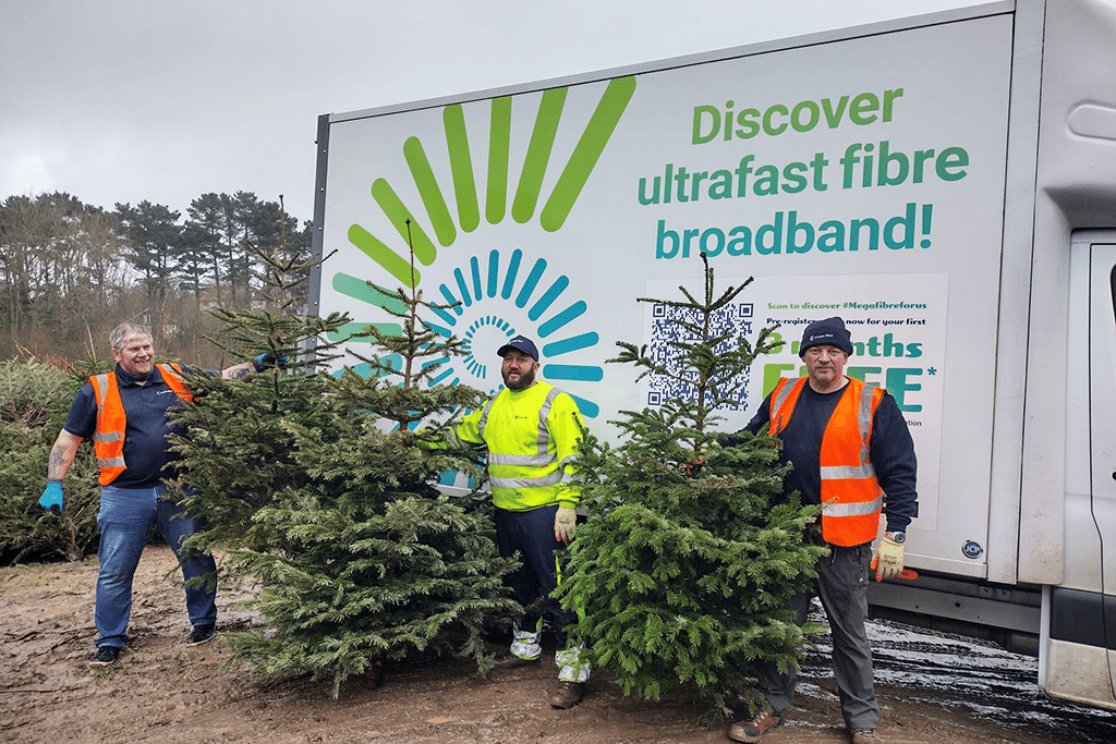 Jurassic Fibre supporting the Hospicare xmas tree collection