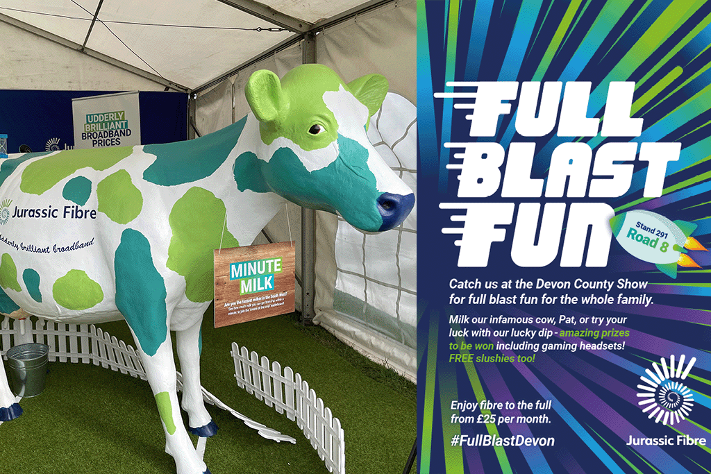 Meet Pat the Cow at the Jurassic Fibre stand at Devon County Show