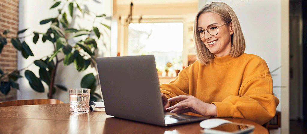 Women working from home on a laptop